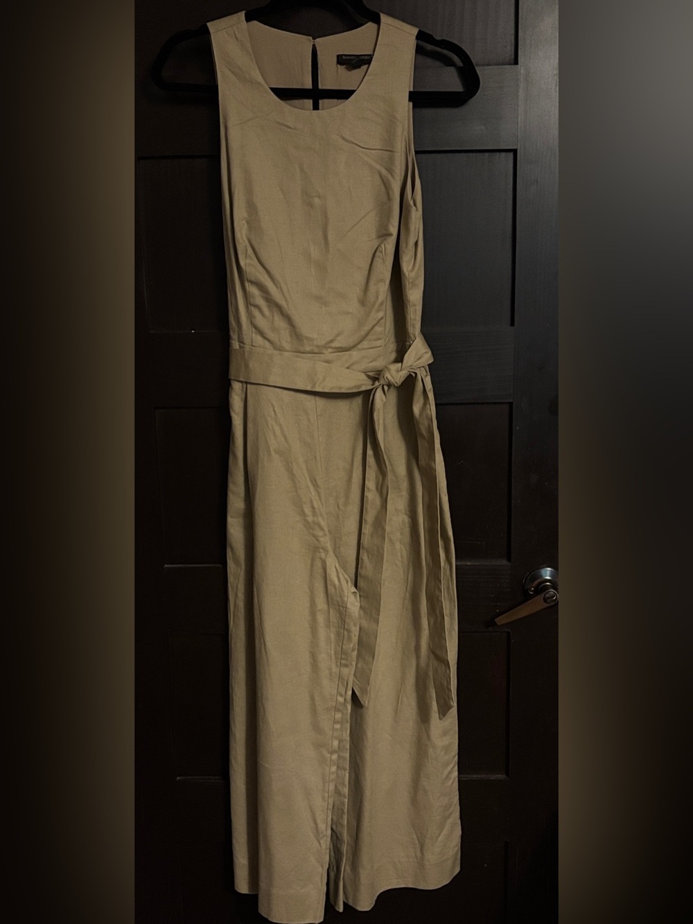 Banana Republic Sleeveless Khaki Jumpsuit, Cropped Wide-leg Pants, 8